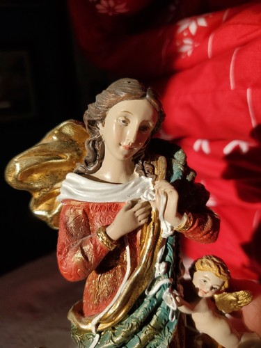 Santa Bárbara Africana y María Nivel de Nudos, Dos Estatuas de Poliresina de 7.5" - Imagen 5 de 15