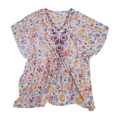 Anthropologie Flint & Moss Beach Boho Seashell Embroidered Cover-up Dress M  | eBay