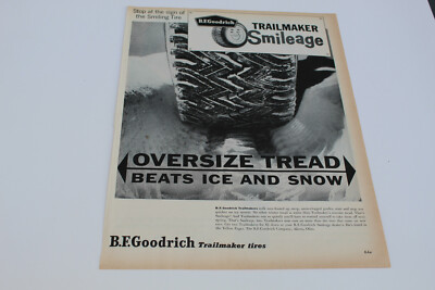 1959 BF Goodrich Trailmaker Tires Oversize Tread Beats Ice Vintage Print Ad B59