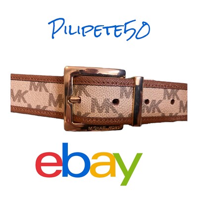 Michael Kors Cream and Brown Reversible Leather Belt with Gold Buckle Amazon.com: Michael Kors Womens Twist Reversible Leather  main image 2