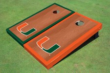 University Of Miami Rosewood Alternating Border Cornhole Boards