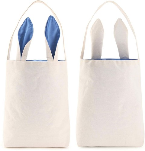Easter Bag Bunny Ear Basket, Dual Layer Canvas Bag for Easter Egg Hunt Basket - 第 59/131 張圖片
