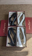 Lot of 4 Salvatore Ferragamo Vintage Shoes Pumps Women Size 9.5 AAA With Boxes