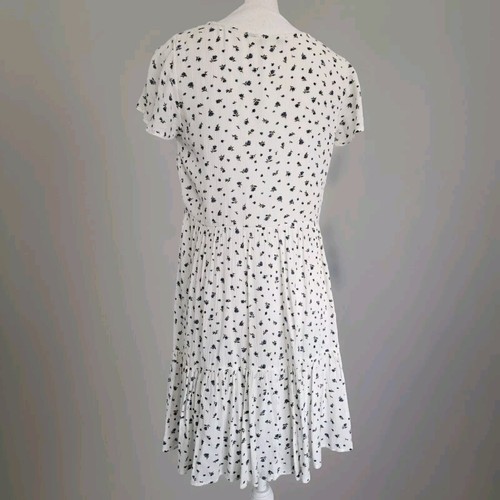 American Eagle Women's Ivory White Floral Short Sleeve V-Neck Dress Size Small - Picture 4 of 16