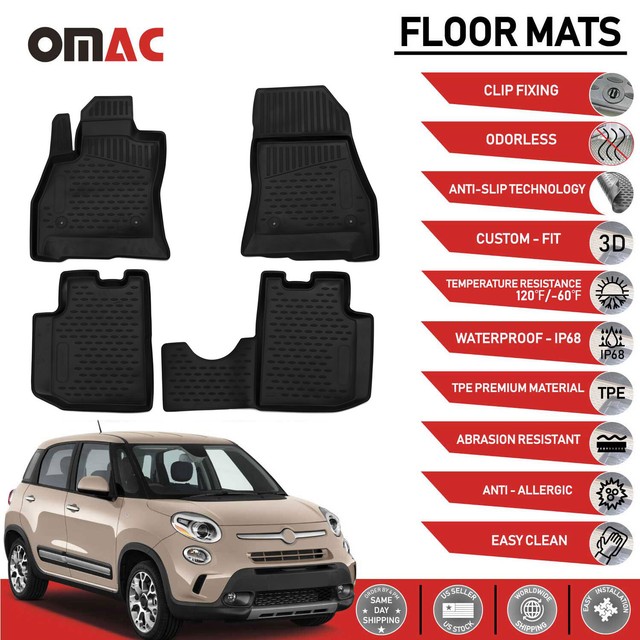 Floor Mats Liner 3D Molded Black Fits Fiat 500L 20132021 eBay