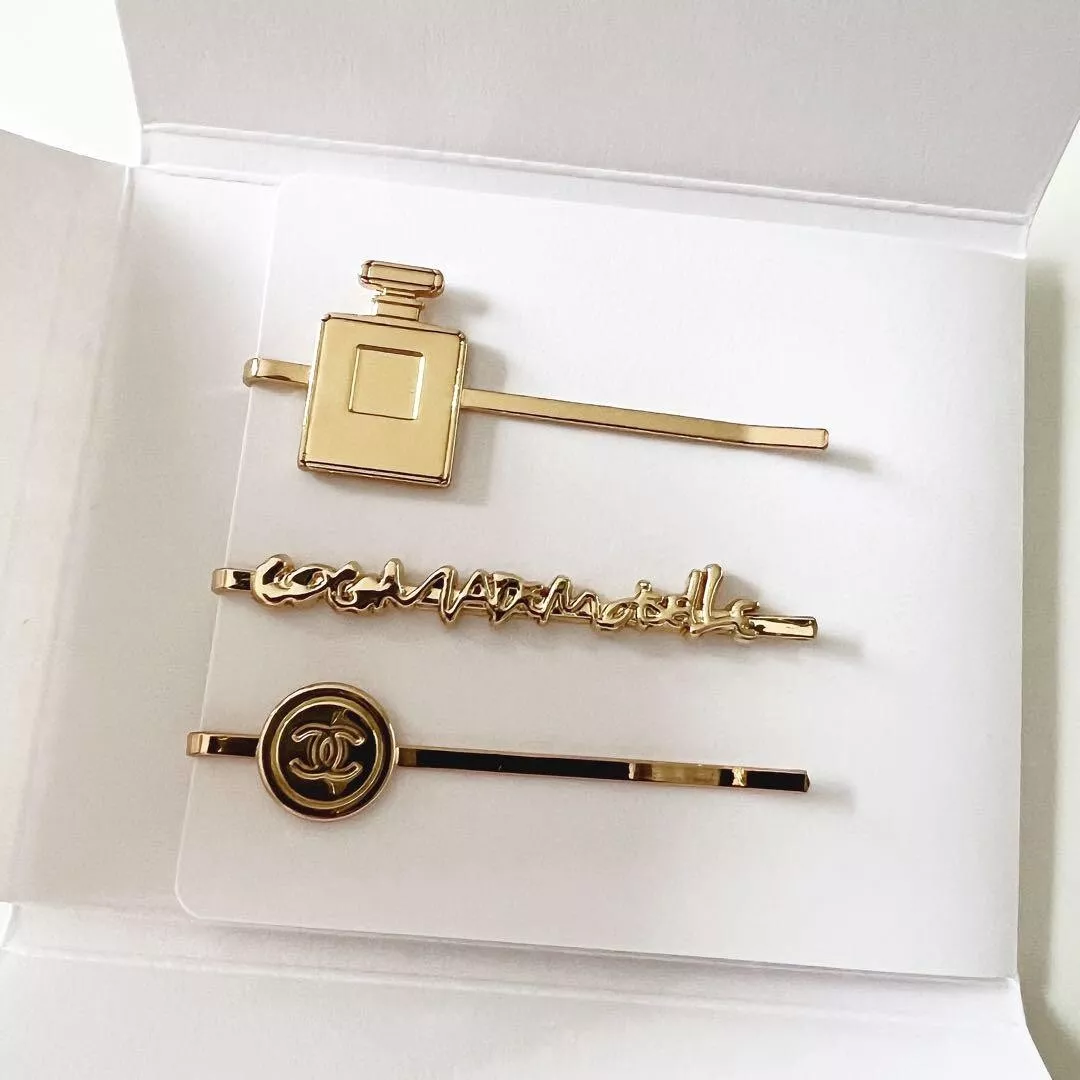 Chanel hairpin hair accessory COCO mademoiselle limited Gold 3 Set