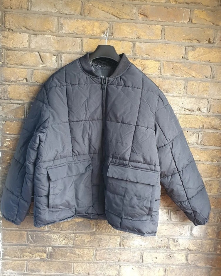 NEW RIVER ISLAND BLACK REGULAR FIT PADDED BOMBER JACKET SIZE XLARGE RRP  £80