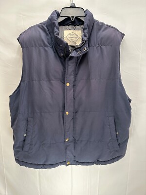 John’s Bay Puffer Vest Mens XXL Vintage Navy Blue Lined Quilted  Vest