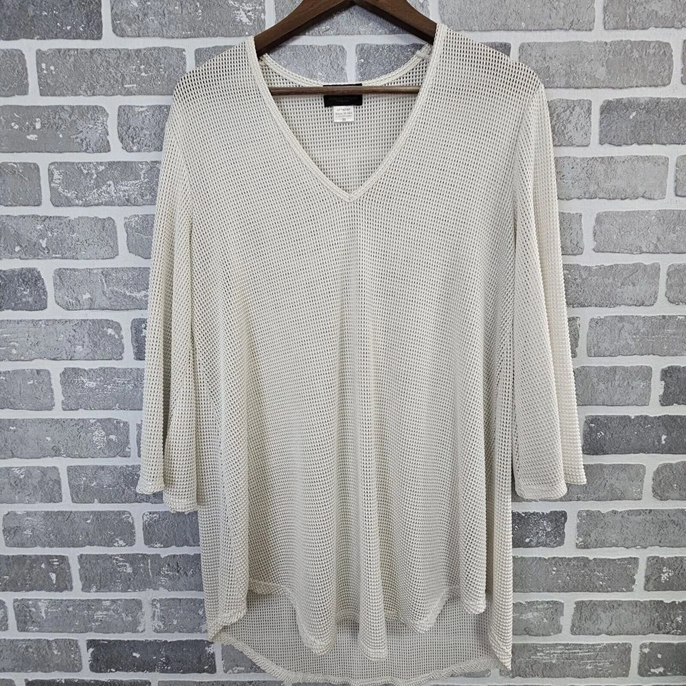 Jordan Taylor Swimsuit Coverup Medium Beige Pullover Tunic Stretch Sheer Beach - Image 2 of 4