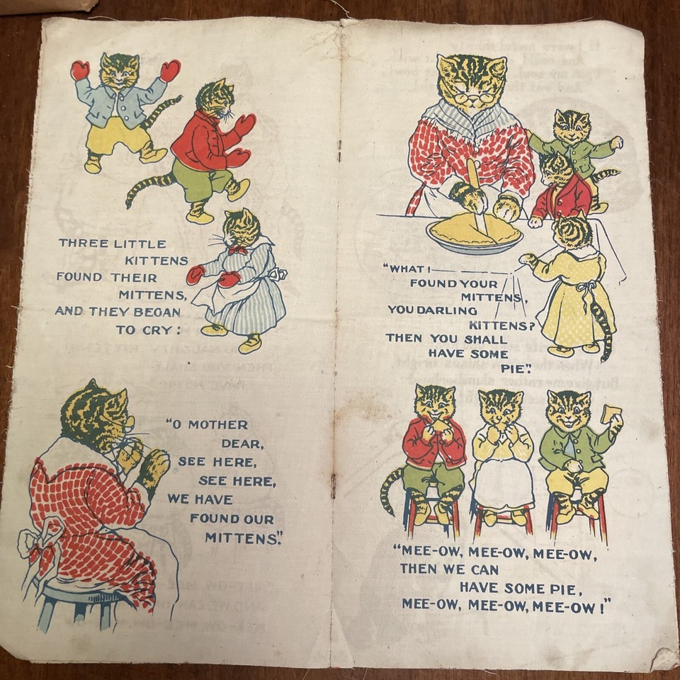 1910 Vintage Saalfield’s Rare Linen Children's Book Three Little Kittens eBay