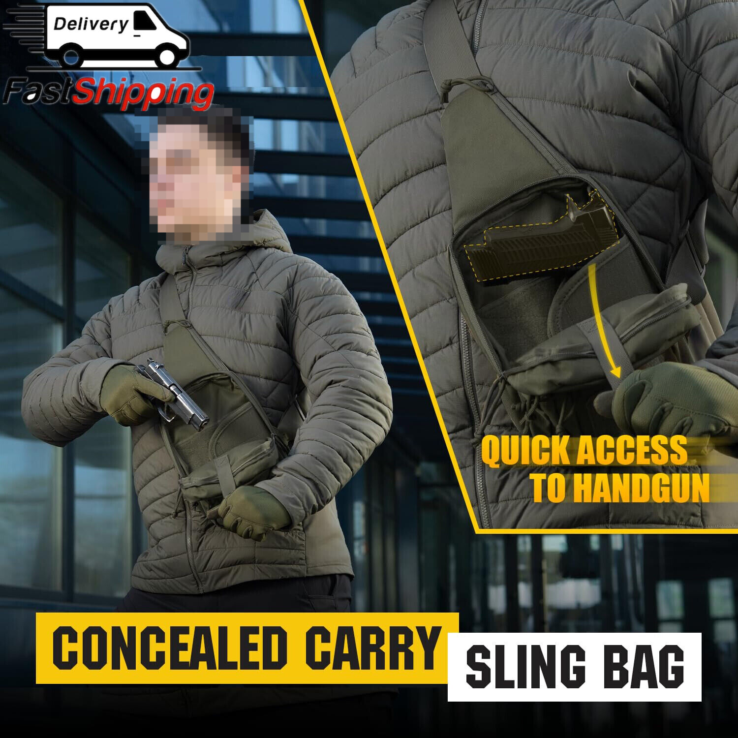 Crossbody Handguns Bag for Men Gun Concealed Carry Shoulder Chest Pack