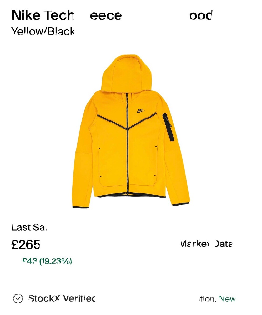 MENS NIKE TECH FLEECE rare yellow size l UK