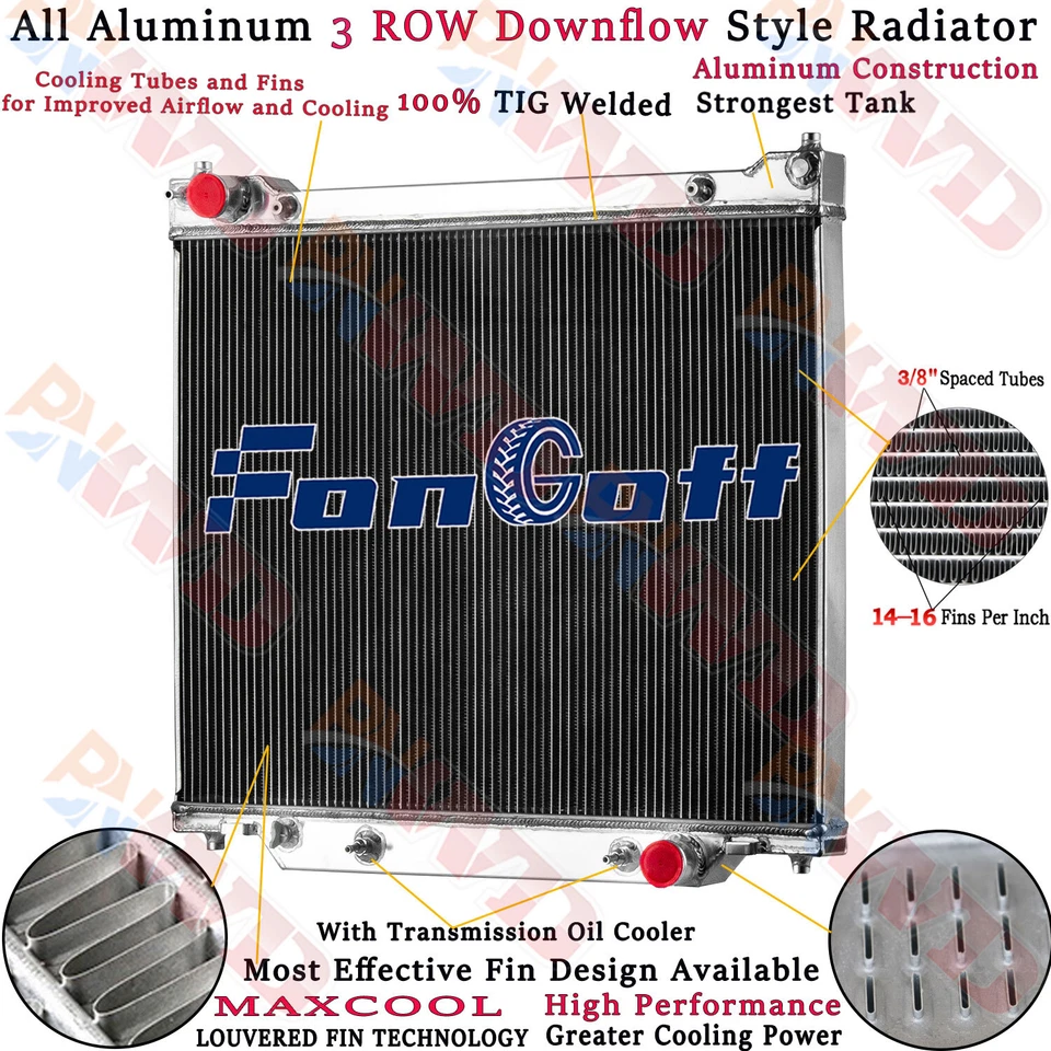 3 Row Radiator for Ford E150 E250 E350 Super Duty Econoline Wagon 5.4L 1997-2014 - Image 2 of 4