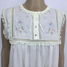 Vintage Sz S Nightgown Barbizon Mildred Lightweight Sheer Embroidered Yoke Lace