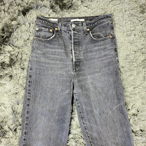 Jeans Levi's Premium Ribcage dritto alla caviglia donna 28 nero antracite Big E denim - Foto 12 di 22