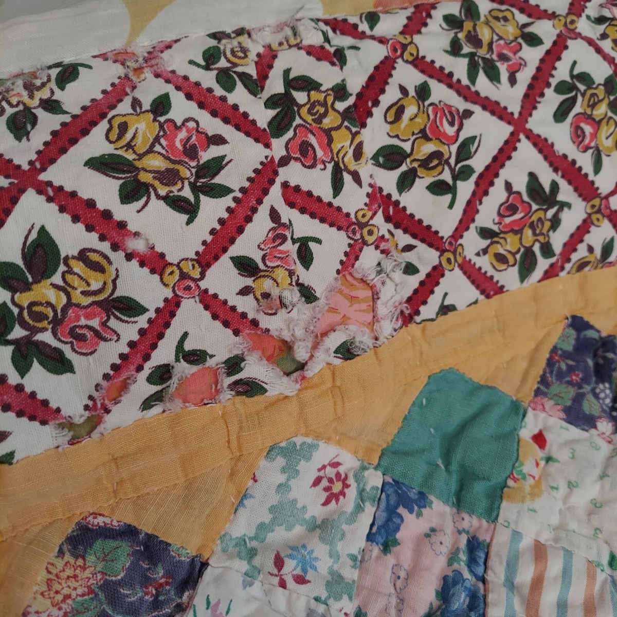 Patchwork Quilt FULL Reversible Asian Handstitched Squares