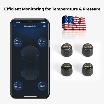 #ad #ad Universal Bluetooth TPMS Tire Pressure Monitoring System 4 External Sensors $49.99