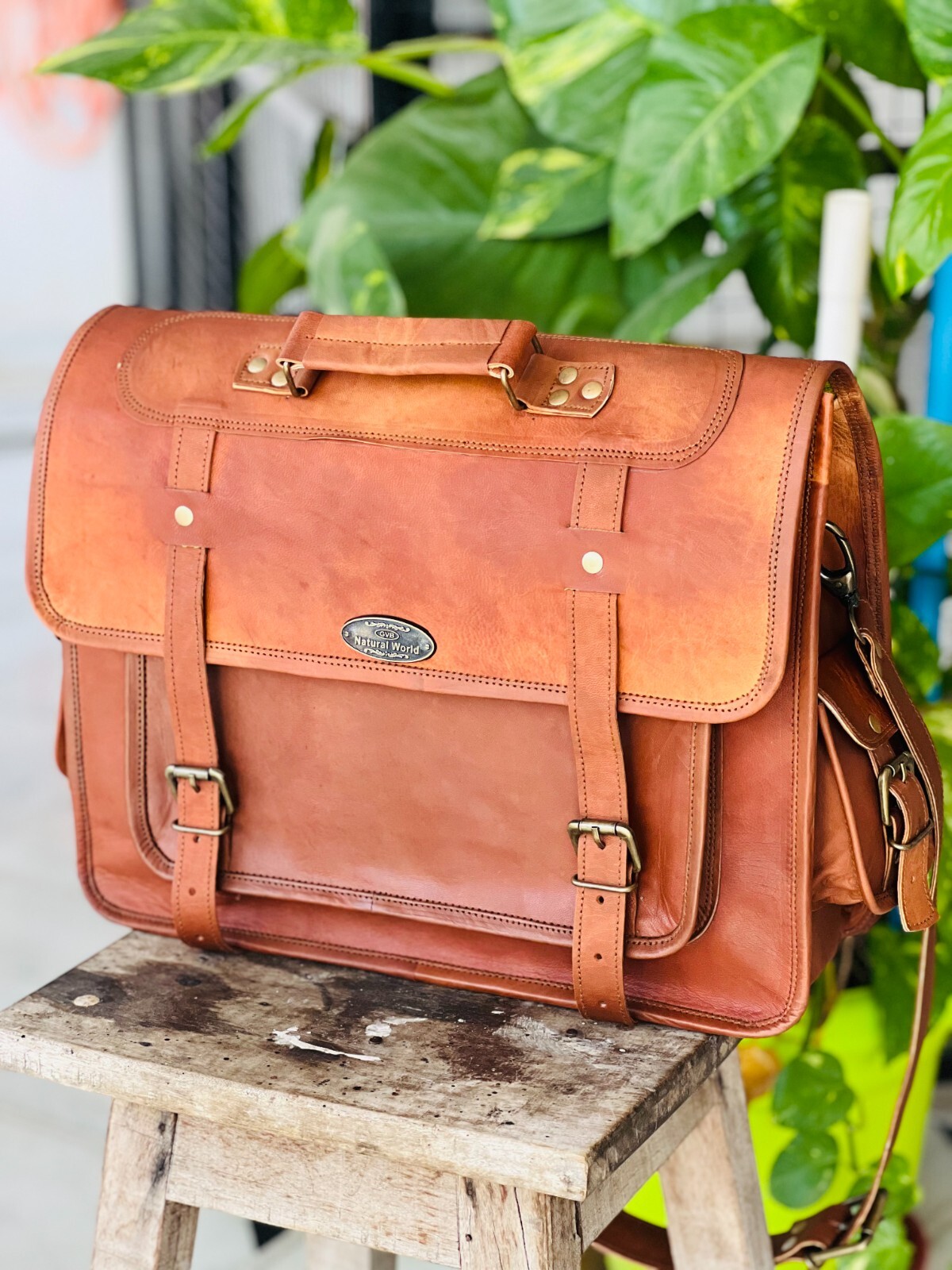 16" Shoulder Satchel Briefcase Handmade Customer Dimand Leather Messenger Bag