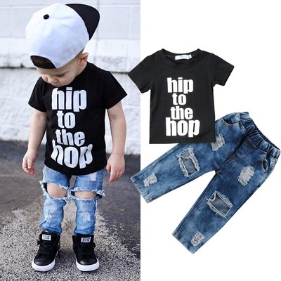 Ropa Para Bebe Nino Hip Hop Camisa Pantalon Jean A La Moda Casuales Fashion Baby Ebay