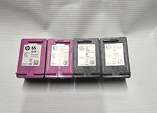 LOT of 4 65 EMPTY FOR HP PRINTER INK CARTRIDGES 2 BLACK 2 TRI- COLOR