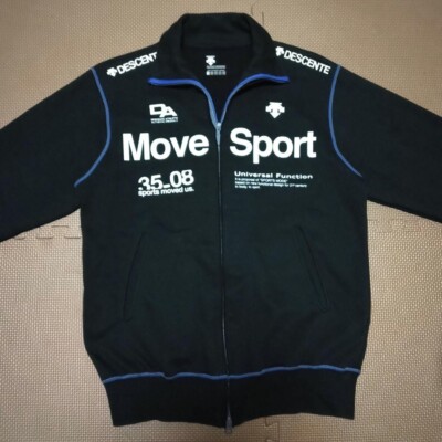 DESCENTE Move Sports Sweat Jacket Black Stand Collar Logo JP S(US