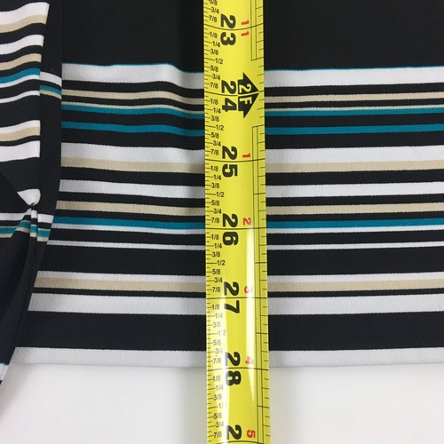 White House Black Market Dress XS Black Matte Jersey Striped Strapless Tie Belt - Picture 6 of 9