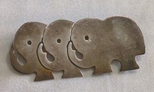 Vintage Minimalist Sterling Silver 3 Elephant Brooch 925 Engraved Pin