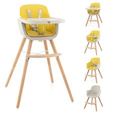 BABY JOY Convertible Baby High Chair, 3 in 1 Wooden Highchair/Booster/Chair with