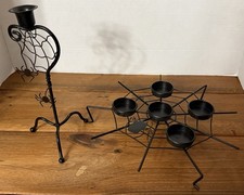 2 Black Spider Web Candle Holders