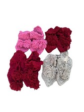 Handmade Crochet Slipper Lot of 4 Adult Pairs Pom Pom House Slippers Vintage