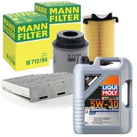 Inspektionspaket Mann-Filter Filtersatz Liqui Moly 5W-30 FüR VW Seat Skoda Audi