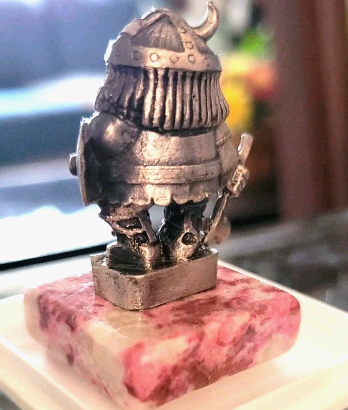 Vintage Norway Pewter Mini Viking Warrior with Axe Shield Thulitt Statue