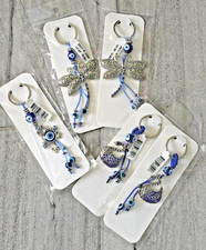 Turkish Evil Blue Eye Keychain Set Owl Swan Dragonfly Frog Tree of Life Charms