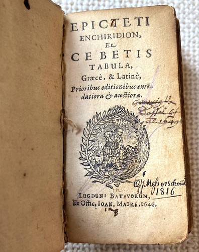 Cover of Epicteti Enchiridion et Cebetis Tabula Graece & Latine 1646 Joan Maire Leiden