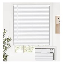 LazBlinds Cordless Aluminum Mini Blinds White 35x64 Room Darkening No Drill