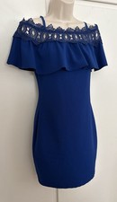 Flawless BCX Juniors Size 7 Blue Off The Shoulder Dress W/ Adjustable Straps