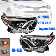 Pair Fit For 2016-2018 Toyota Rav4 Wled Headlight Headlamps Chrome Rightleft