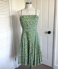 Nine West Summer Dress Womens UK 10 Spaghetti Straps Flared Green 