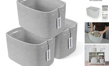 Cotton Rope storage Basket Bins Woven Basket for Organizing Shelves Grey