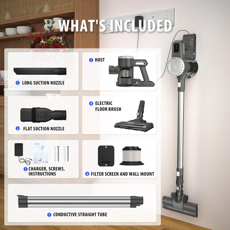 1000W Upright 6 in 1 Stick Power Vacuum Cleaner Cordless Bagless Handheld Hoover - Image 2 of 4