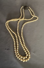 vintage double strand pearl necklace with sterling clasp