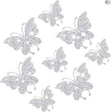 8 Pcs Crystal Rhinestone Bling Butterfly Car Decals, Shiny Sti Color: Ab Color