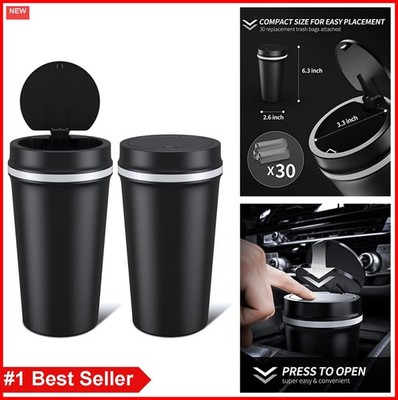 Car Trash Can Cup Holder 2 Pack Leakproof Small Mini Garbage Can with Lid 30