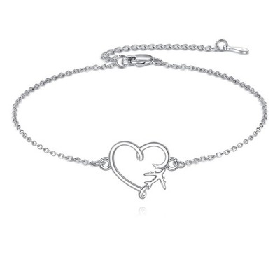 S925 Sterling Silber Herz Flugzeug Armband   Elegantes Geschenk für Reisende,...