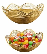 Decorative Bowl | 9-Inch Gold Metal Wire Fruit Bowl | Perfect for Kitchen Cou...