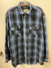 Field Stream Blue Black Plaid Long Sleeve Flannel Button Down Shirt Size XL