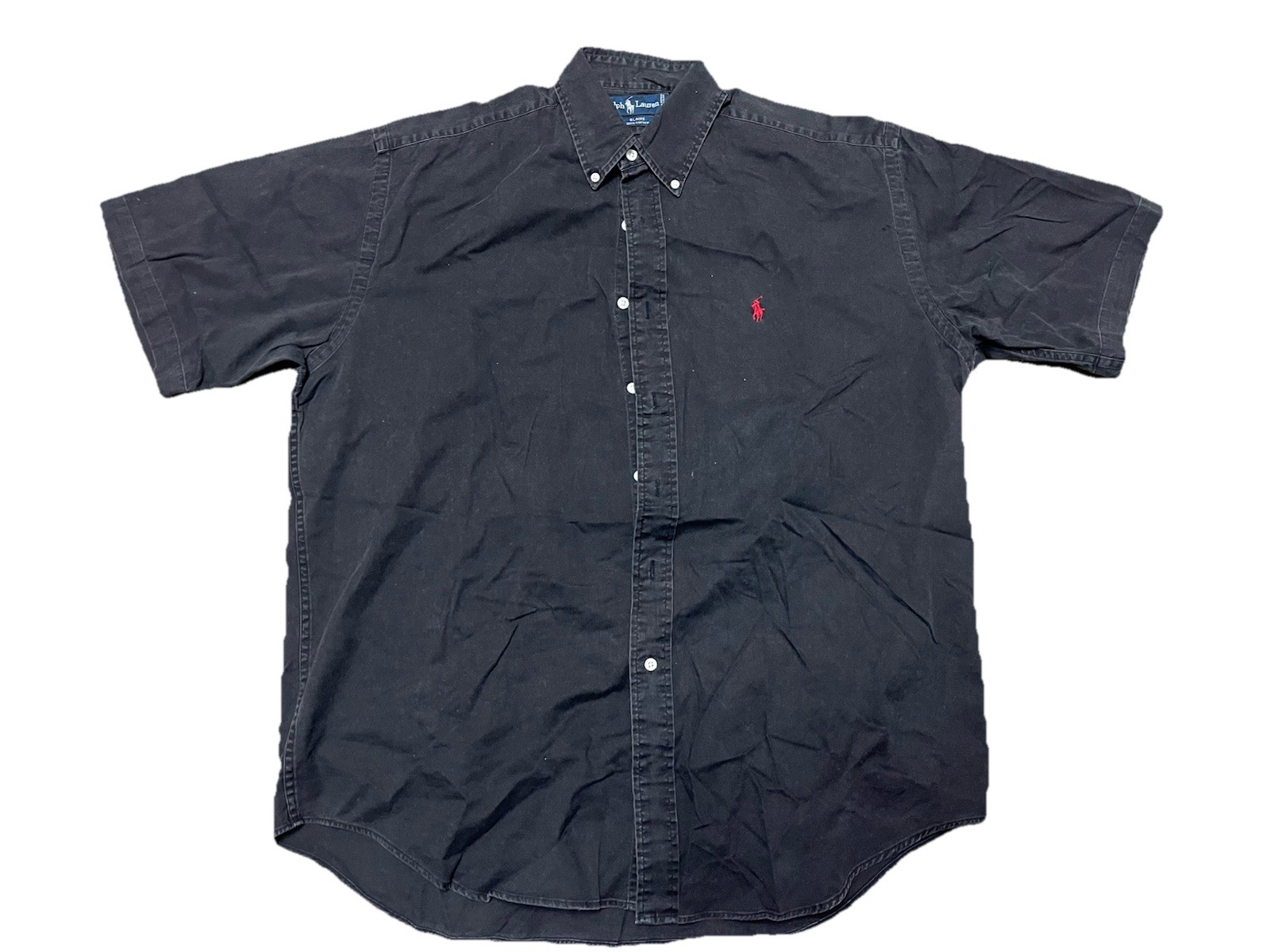 Vintage Polo Ralph Lauren Blaire Button Up Shirt Men L Black Red Pony Logo