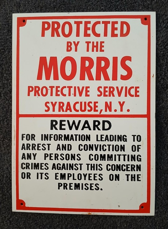 Vintage PROTECTED BY THE MORRIS PROTECTIVE SERVICE Syracuse NY (VERY RARE)