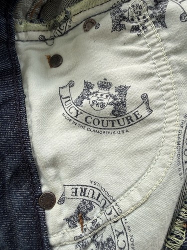 Juicy Couture Y2K Denim Cutoff Shorts Raw Hem Women's Size 30 Made in USA - Afbeelding 9 van 15