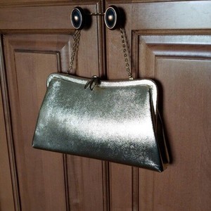 Vintage Evening Bag - Gold Tone with Leaf Design Clasp